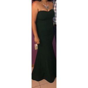 Gown dress, Olive green, strapless